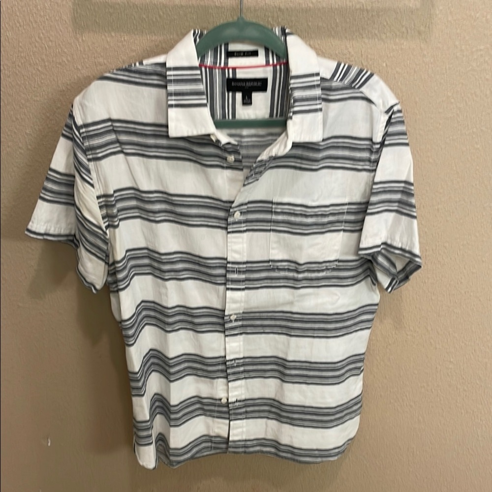 Men's Striped Shirt - Black and White